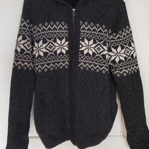 Buffalo David Bitton Black and White Zip-Up Sweater
